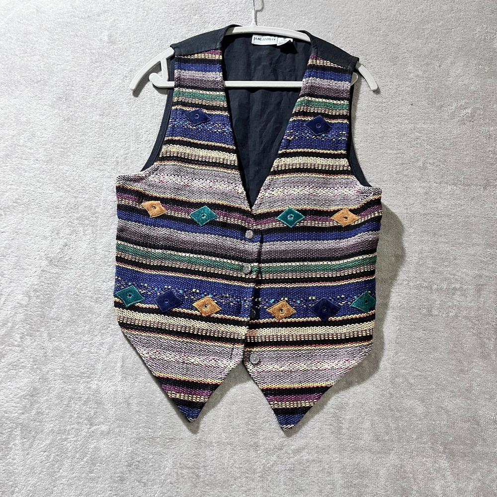 Jane Ashley Vest Medium Western Country Cowgirl Boho Southwest Festival Layering